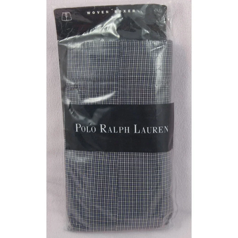 NEW Polo Ralph Lauren Boxers! 30 Navy Black & White Plaid Polo Player on Leg